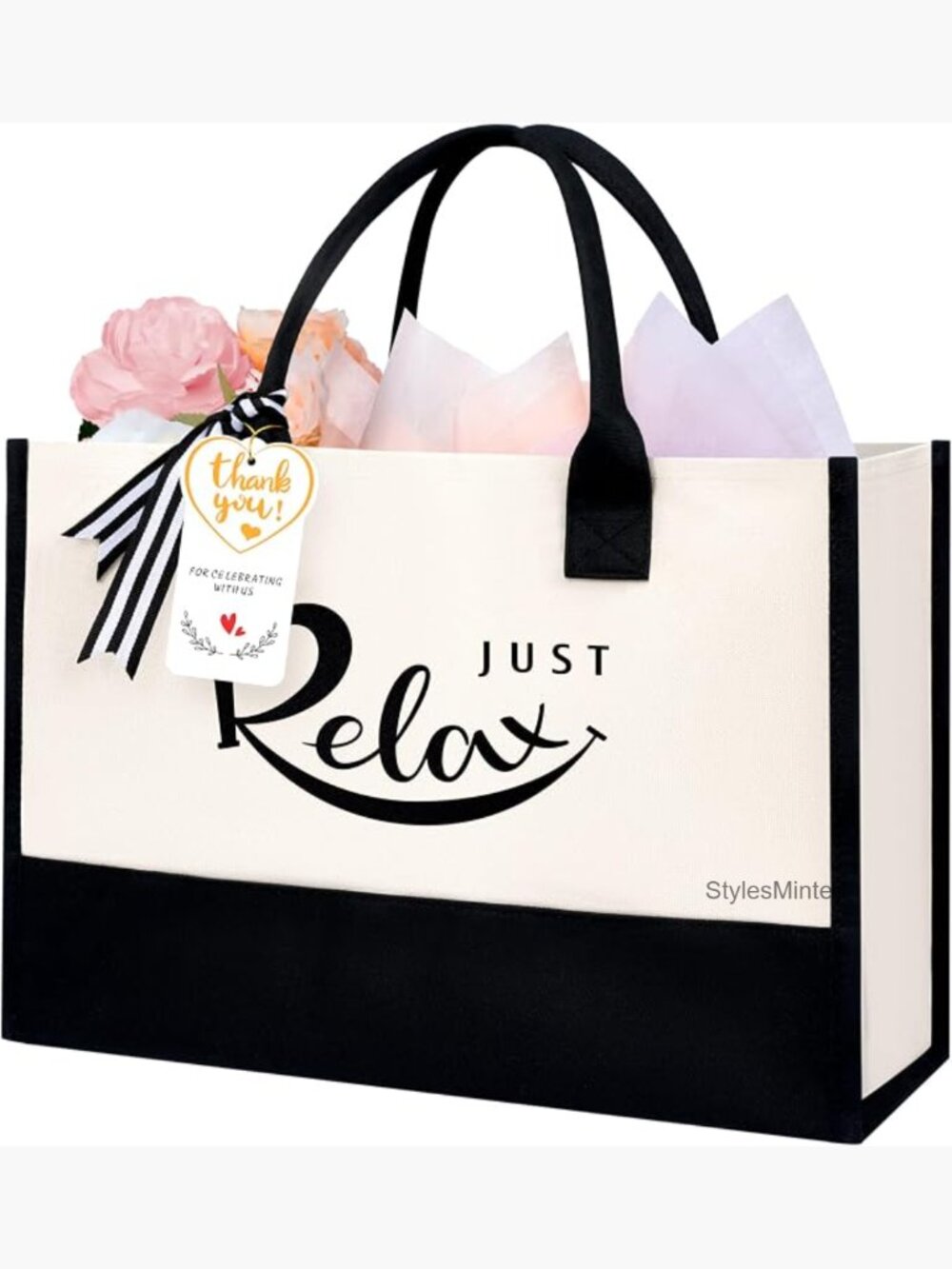 Personalized Initial Tote Bag, Monogrammed Beach Bag for Women, Large Canvas